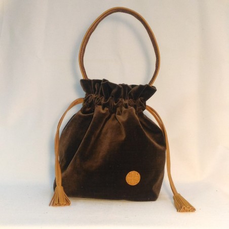 Bolso solidario saco terciopelo azul petróleo 20/50