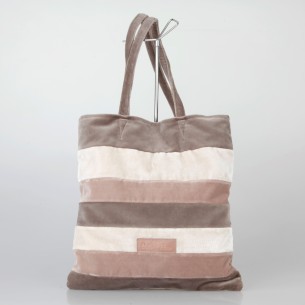 Bolso Tote Bag solidario de terciopelo a franjas en tonos marrones 21/100 2