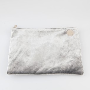 Cartera solidaria de terciopelo gris claro 4/100
