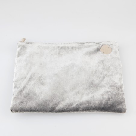 Cartera solidaria de terciopelo gris claro 4/100
