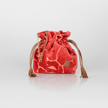 Bolso solidario saco pequeño rojo  coral 20/50