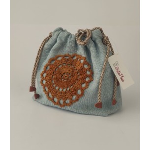 Bolso solidario saco pequeño en tejido azul claro