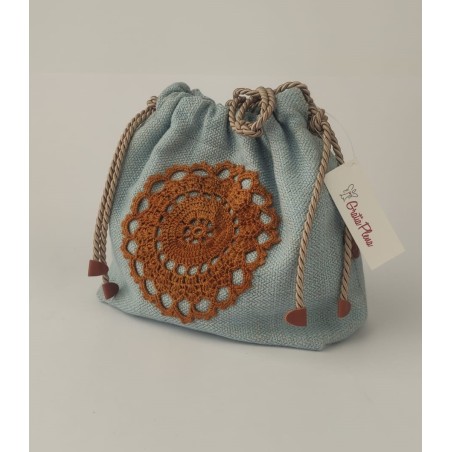 Bolso solidario saco pequeño en tejido azul claro