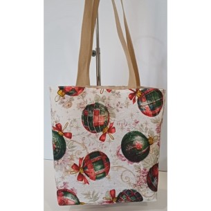 Bolso tote bag artesanal solidario. Motivo navideño. Flor de Vida. Hecha a mano 2