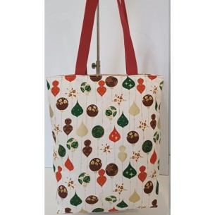 Bolso tote bag artesanal solidario. Motivo navideño. Flor de Vida. Hecha a mano