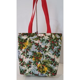 Bolso tote bag artesanal solidario. Motivo navideño. Flor de Vida. Hecha a mano