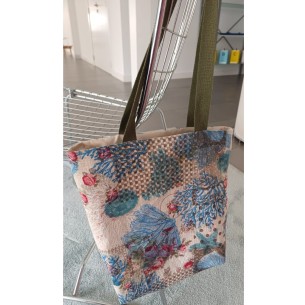 Bolso solidario, tote bag hecha con loneta. Flor de Vida. Hecha a mano 2