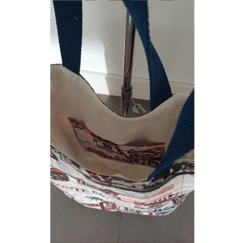 Bolso solidario, tote bag hecha con loneta. Flor de Vida. Hecha a mano