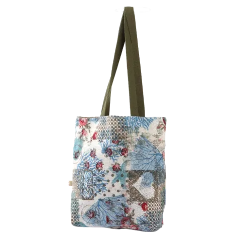 Bolso solidario, tote bag hecha con loneta. Flor de Vida. Hecha a mano